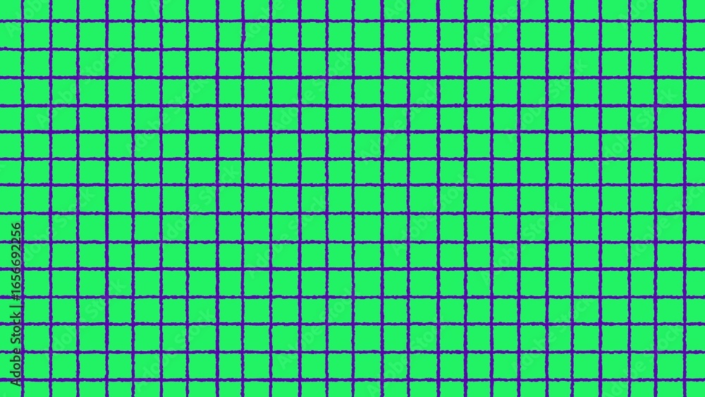 Fototapete texture of a hand-drawn grid pattern with rough purple lines over a vibrant green background. seamle