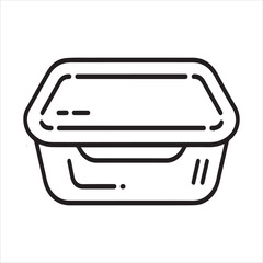 Simple line drawing of an open food container