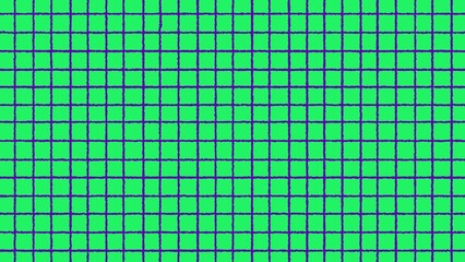 Texture of a hand-drawn grid pattern with rough purple lines over a vibrant green background. Seamless loop background for creative projects, presentations, and abstract visual content.