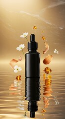 spray bottle on black background