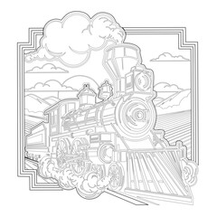 Vintage steam locomotive vector illustration for train lovers, travel, and historical themes
