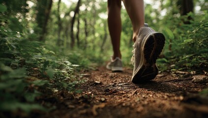 Person walking on a forest trail