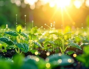 spring background with grass and sun