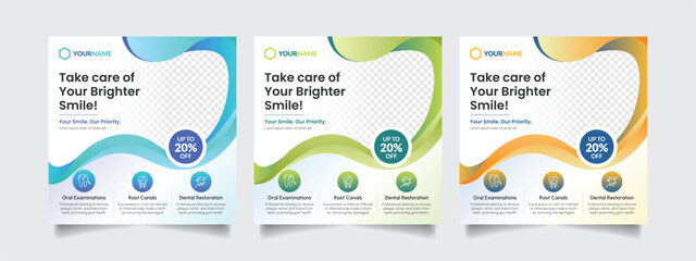 Dental Care Social Media Post or Web Banner Design Suitable for Hospital Clinic