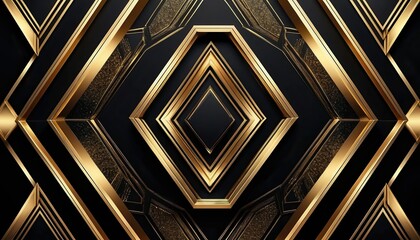 Geometric pattern featuring gold and black diamond shapes arranged symmetrically on a dark background