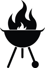 barbecue grill with flames