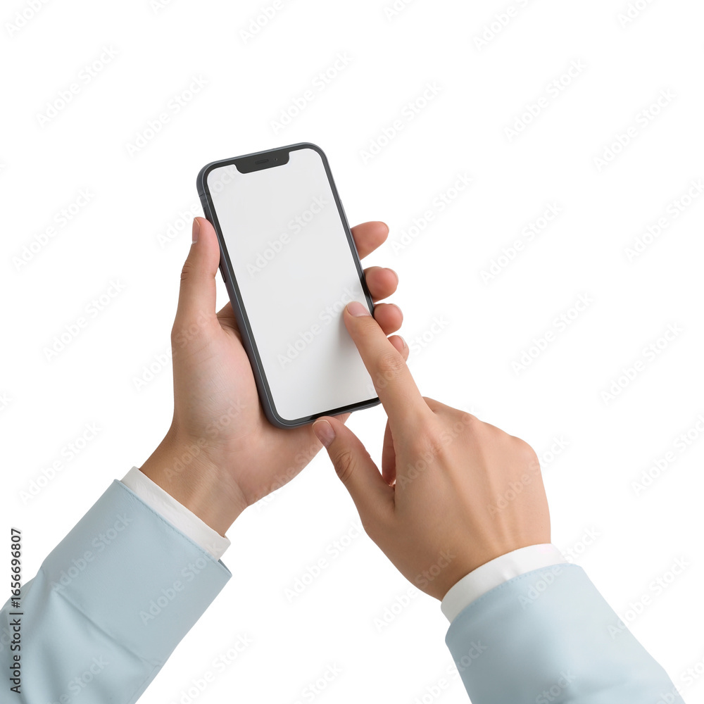 Poster interactive touchscreen experience showcasing cutting-edge mobile technology with isolated display
