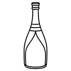 Minimal Champagne Bottle Outline Design