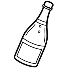 Minimal Champagne Bottle Outline Design