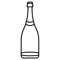 Minimal Champagne Bottle Outline Design