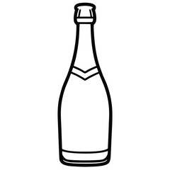 Minimal Champagne Bottle Outline Design