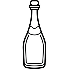 Minimal Champagne Bottle Outline Design