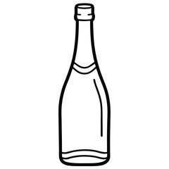 Minimal Champagne Bottle Outline Design