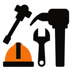 Hammer wrench drill safety helmet construction tools