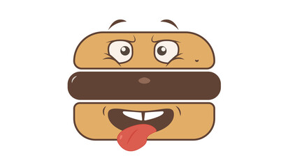 Burger, funny, lively, vector, png file.