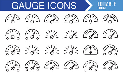 Fototapeta premium Minimalist Gauge and Thermometer Symbols for Engineering Projects