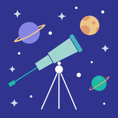 Fototapeta premium Telescope observing planets and stars space astronomy