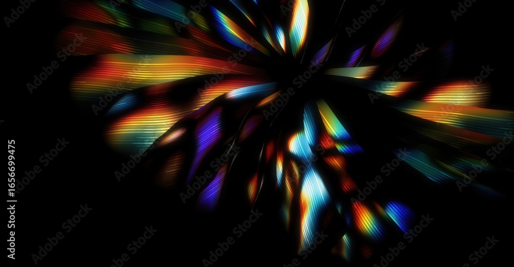 Poster abstract colorful light explosion against a dark background, evoking a sense of energy and dynamism.