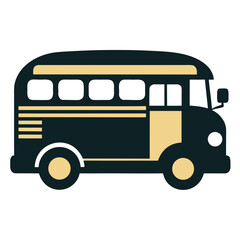 Yellow and dark blue school bus transportation vehicle