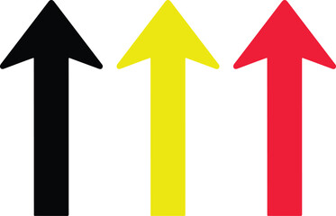 Three Colorful Arrows Pointing Upward Directional Concept Black Yellow Red Design Elements.