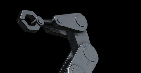 A metallic robotic arm, a symbol of futuristic technology and industrial automation