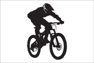 Fototapeta premium Black and White Mountain Biking Art – Outdoor Adventure Illustration