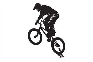 Obraz premium Black and White Mountain Biking Art – Outdoor Adventure Illustration