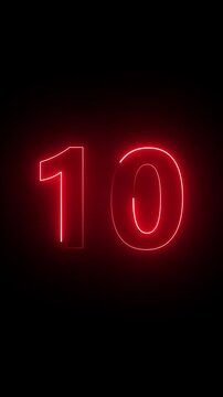 glowing red color neon 10 text, Educational concept ,red 10 number, promote advertising concept isolate using QuickTime black background 4k animation ,it is ready for education and able to use.