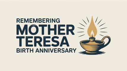 Mother Teresa Birth Anniversary Tribute with Lamp Illustration