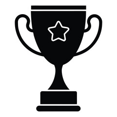 Black silhouette of a trophy cup with a star emblem award winner 1