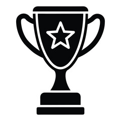 Black silhouette of a trophy cup with a star emblem award winner