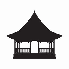 Obraz premium Silhouette of a traditional asian pavilion with a steeply pitched roof