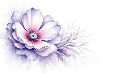 Obraz premium Delicate watercolor anemone flower with soft petals and subtle purple hues