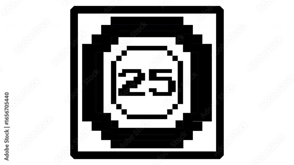 Poster 8 bit countdown . 30 to 0 second animation on white background with alpha channel, 30 second countdo