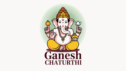 Fototapeta premium Ganesh Chaturthi Celebration with Lord Ganesha Illustration