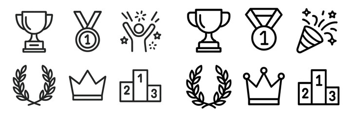 Collection of award symbols representing victory and achievement in a competitive environment