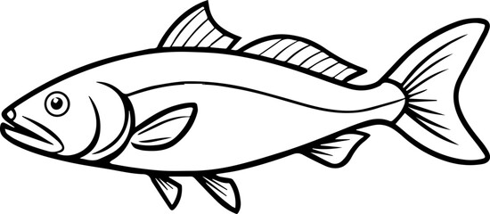 codfish outline vector illustration line art