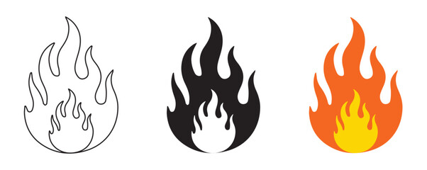 illustration of fire icon, fire icon png. outline and filled vector illustration. fire symbol Line art editable icon, PNG
