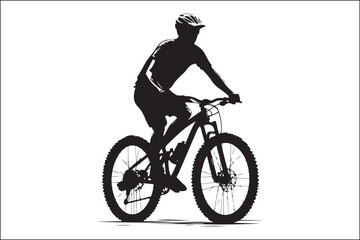 Naklejka premium Black and White Mountain Biking Art – Outdoor Adventure Illustration