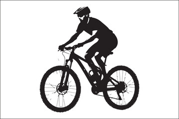 Obraz premium Black and White Mountain Biking Art – Outdoor Adventure Illustration