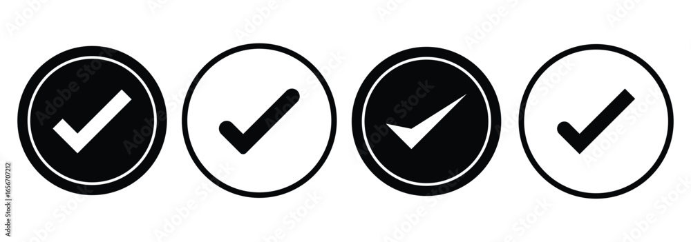 Poster tick mark with checkbox icon. green checkmark sign for app, ui, website. vector illustration on tran