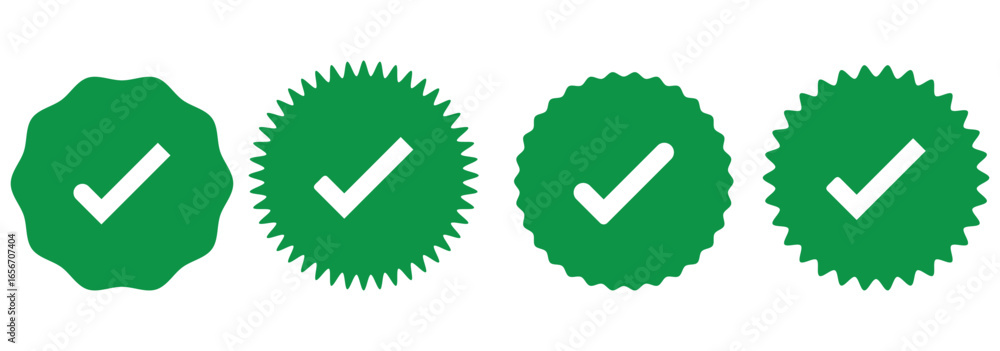 Fototapete check box icon with correct, accept checkmark icons green tick box, check list circle frame - checkb