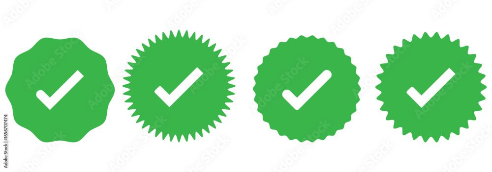 Fototapete check box icon with correct, accept checkmark icons green tick box, check list circle frame - checkb
