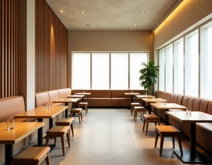 Fototapeta premium Modern Empty Cafe Interior with Stylish Minimalist Design