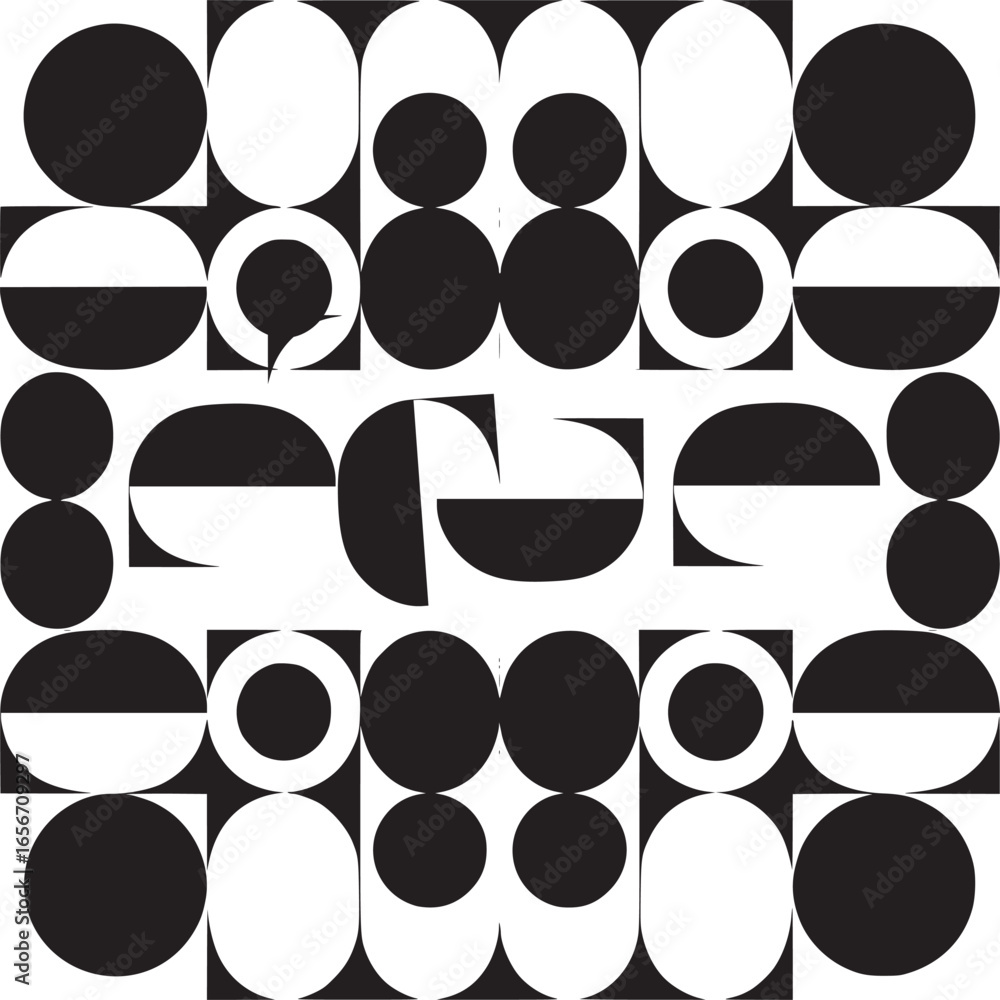 Poster vector art of geometric pattern with circles and ovals featuring the futura typeface