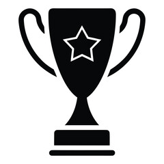Black silhouette of a trophy cup with a star inside on a white background award winner 2