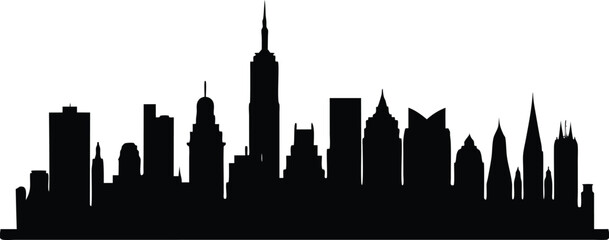 New york city skyline silhouette against a clean white background perfect for graphic design and branding