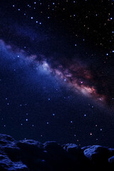 Fototapeta premium Milky Way galaxy as seen from Earth, showcasing the vastness and beauty of space. It combines vibrant colors, intricate details, and a sense of cosmic wonder. 