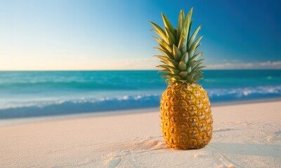 Pineapple on a beach at sunrise