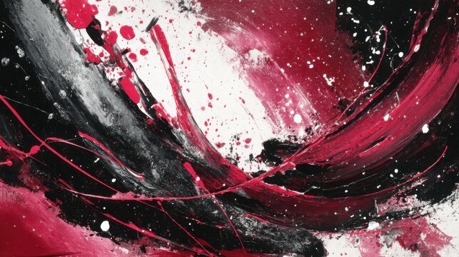 crimson black abstract paint strokes